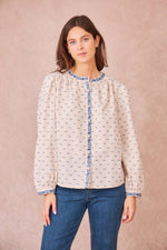 Carica l'immagine nel visualizzatore di Gallery, APOLLINE - Elegante Blusa Ricamata in Cotone e Lino
