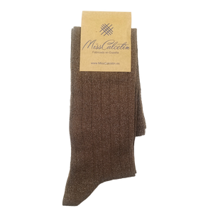 MissCalcetin Calza Alta Brilli Brilli Cioccolato