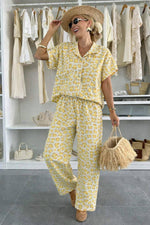 Carica l'immagine nel visualizzatore di Gallery, Completo in mussola di cotone camicia e pantaloni stampa leopardata
