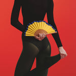 Carica l'immagine nel visualizzatore di Gallery, Ventaglio FLUID SHAPES MINI - 19 cm - Giallo e blu

