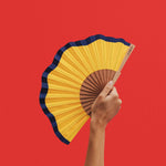 Carica l'immagine nel visualizzatore di Gallery, Ventaglio FLUID SHAPES MINI - 19 cm - Giallo e blu
