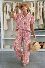 Carica l'immagine nel visualizzatore di Gallery, Completo in mussola di cotone camicia e pantaloni stampa leopardata

