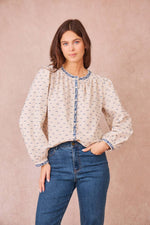 Carica l'immagine nel visualizzatore di Gallery, APOLLINE - Elegante Blusa Ricamata in Cotone e Lino
