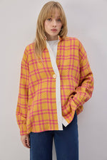 Carica l'immagine nel visualizzatore di Gallery, Giacca-camicia in tweed a quadri – Shacket oversize abbottonato
